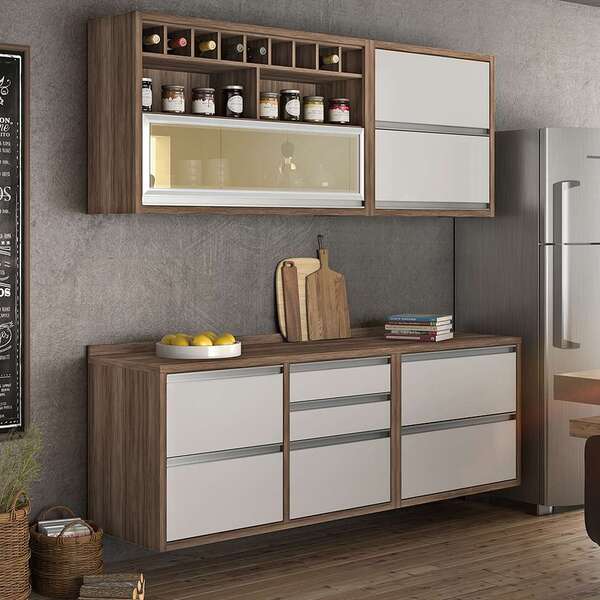 Cozinha Compacta Baronesa 5 Pt 5 Gv Branca E Marrom