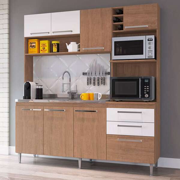 Cozinha Compacta Blume 8 Pt 2 Gv Nogueira E Branca