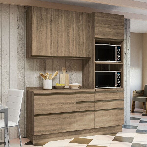 Cozinha Compacta Camila 5 Portas 7 Gavetas Nogal - Kappesberg
