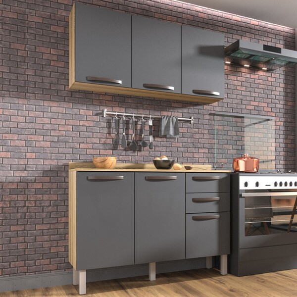 Cozinha Compacta Carol 6 Portas 2 Gavetas Carvalho/grafite 13