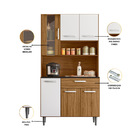 Cozinha Compacta Carol 6 Portas Carvalho Branco Poliman