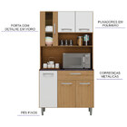 Cozinha Compacta Carol 6 Portas Carvalho Branco Poliman