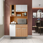 Cozinha Compacta Carol 6 Portas Carvalho Branco Poliman