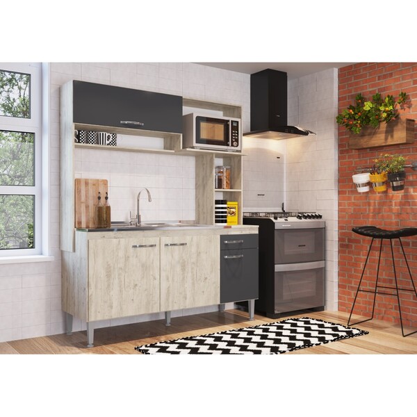 Cozinha Compacta Cassia 04 Portas 01 Gaveta 183x153x54 Cm Cre