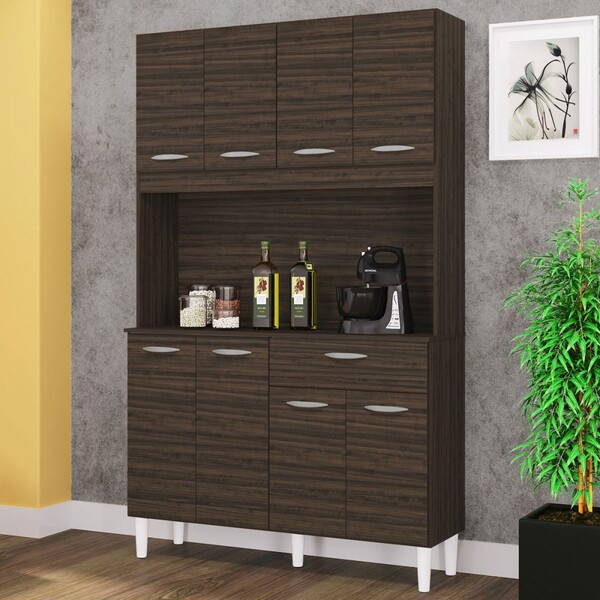 Cozinha Compacta Cassia 8 Portas 1 Gaveta Chocolate - Poquema