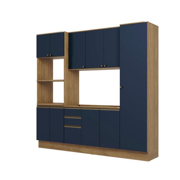 Cozinha Compacta Celeste Kappesberg 100% Mdf Nogueira/azul 24