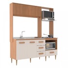 Cozinha Compacta Celine 4 Portas 3 Gavetas Ripado Freijó/off