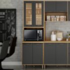 Cozinha Compacta Com 2 Aéreos 2 Portas E 3 Portas Com Nicho E