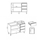 Cozinha Compacta com Gabinete e 2 Armários Superiores Basculantes Legno Crema Spring