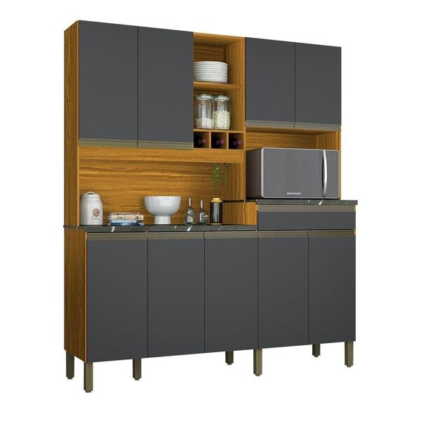 Cozinha Compacta Com 9 Portas 1 Gaveta 100% Mdf Merlot Perfil