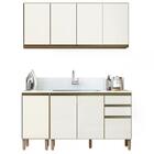 Cozinha Compacta Com Balcao Para Pia 160cm 4 Peças Mdf Kali N