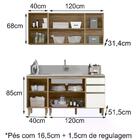 Cozinha Compacta Com Balcao Para Pia 160cm 4 Peças Mdf Kali N