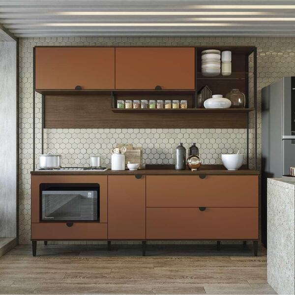 Cozinha Compacta Com Balcão Pop Kappesberg - Jacarandá/terrac