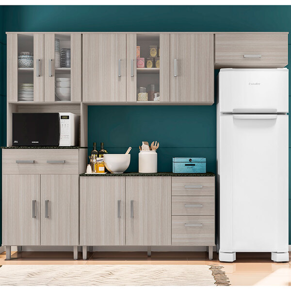 Cozinha Compacta Com Balcão Vitória 11 Portas Rovere - Poliman