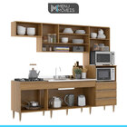 Cozinha Compacta Com Bancada 240 Cm 8 Portas 03 Gv Mdp Cinza