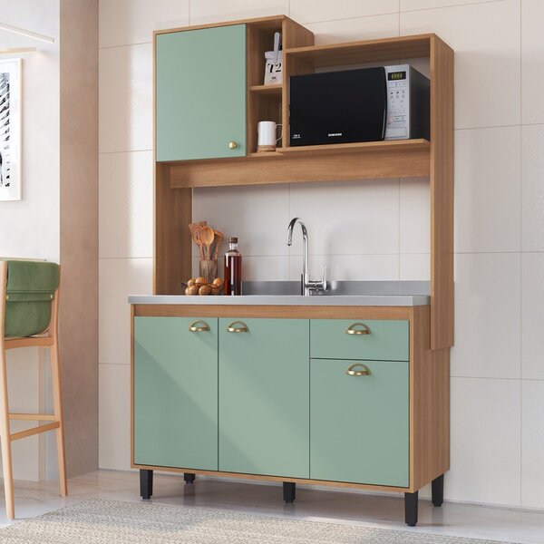 Cozinha Compacta Com Espaço Para Microondas 4 Portas 1 Gaveta