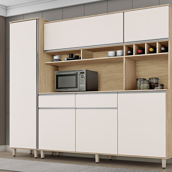 Cozinha Compacta Com Paneleiro Adega Brasil Nature Com Off Wh