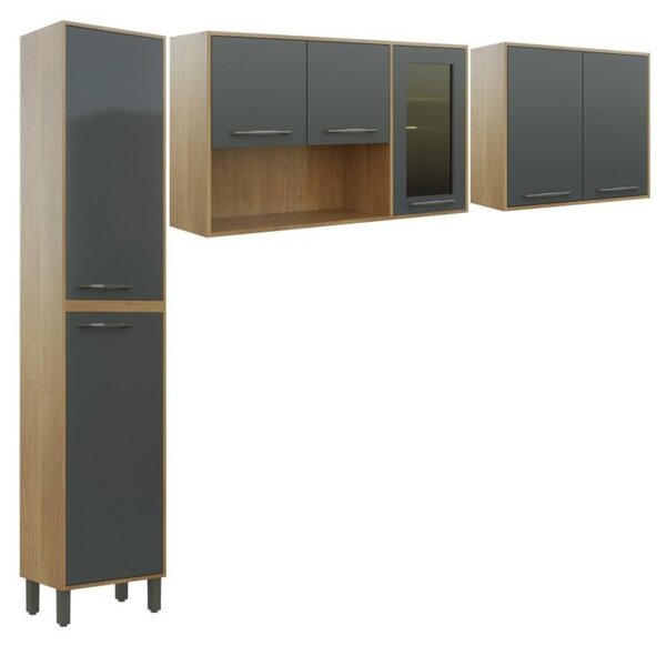 Cozinha Compacta Com Paneleiro Simples Aéreo De 2 Portas E Aé