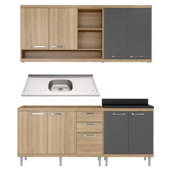 Cozinha Compacta Com Pia Inox 5 Peças Sicília Multimóveis Mp3
