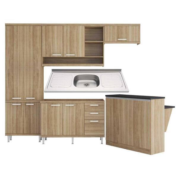 Cozinha Compacta Com Pia Inox E Bancada 6 Peças Sicília Multi