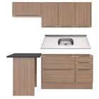 Cozinha Compacta Com Pia Inox, Mesa E Rodapé 6 Peças Calábria