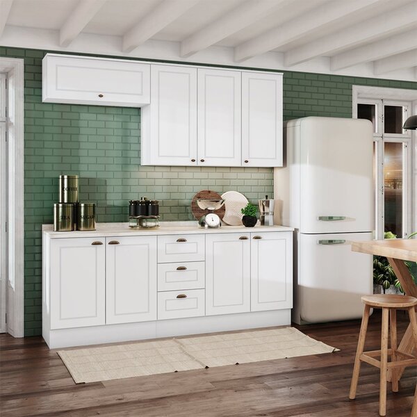 Cozinha Compacta Com Tampo 4 Peças 8 Portas 3 Gavetas Emily E