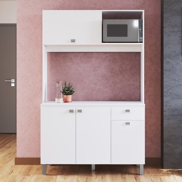 Cozinha Compacta Com Tampo 4 Portas 1 Gaveta Helena Branco