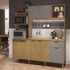 Cozinha Compacta Com Tampo 6 Portas 1 Gaveta 2 Nichos Para Fo