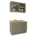 Cozinha Compacta Com Vidro 2 Peças 3 Portas 3 Gavetas Sevilha