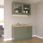 Cozinha Compacta Com Vidro 2 Peças 3 Portas 3 Gavetas Sevilha