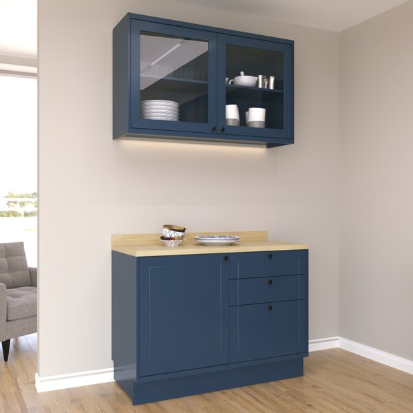 Cozinha Compacta Com Vidro 2 Peças 3 Portas 3 Gavetas Sevilha