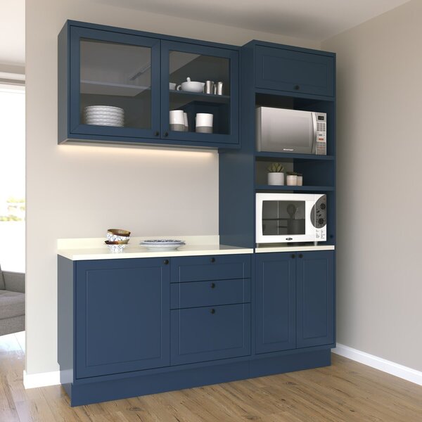 Cozinha Compacta Com Vidro 3 Peças 6 Portas 3 Gavetas Sevilha