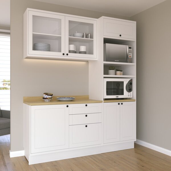 Cozinha Compacta Com Vidro 3 Peças 6 Portas 3 Gavetas Sevilha