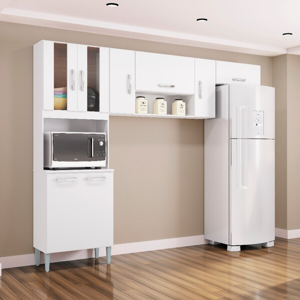 Cozinha Compacta Com Vidro 8 Portas Lavínia Poquema
