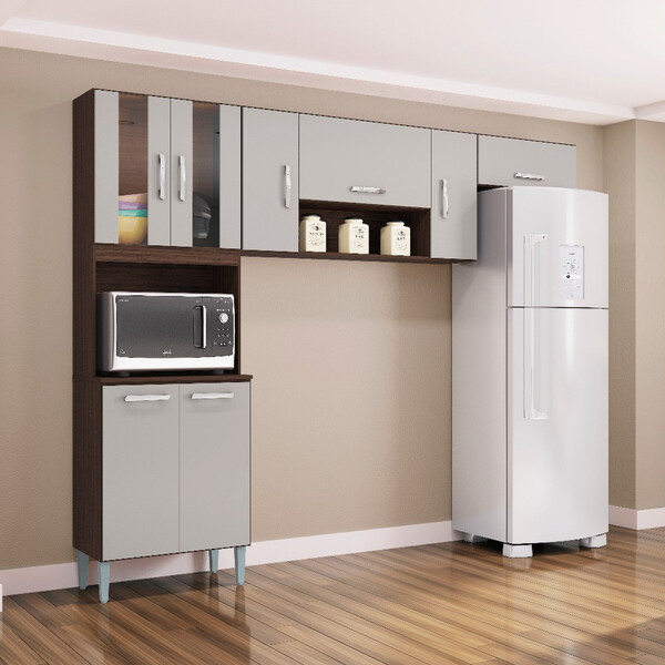 Cozinha Compacta Com Vidro 8 Portas Lavínia Poquema
