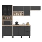 Cozinha Compacta Completa Com 5 Portas 12 Prateleiras Cinza