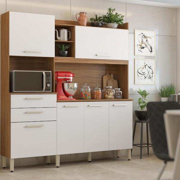 Cozinha Compacta Completa Com 6 Portas E 2 Gavetas Branco