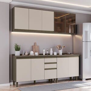 Reflecta Cozinha Compacta Connect 10 Portas 2 Gavetas 100% Mdf Com Vidro ...