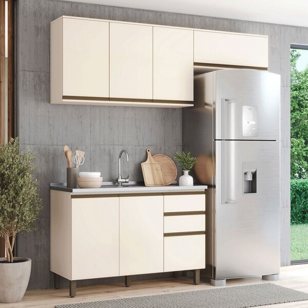 Cozinha Compacta Connect 7 Portas 2 Gavetas 100% Mdf Off Whit