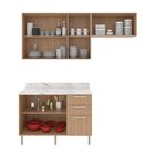 Cozinha Compacta Dália 200cm 3 Peças, 6 Portas E 3 Gavetas Co