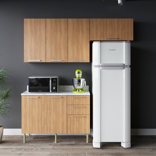 Cozinha Compacta Dália 200cm 3 Peças, 6 Portas E 3 Gavetas Co