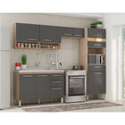 Cozinha Compacta Dama Com Balcão 3 Peças Cor Avena Grafito De