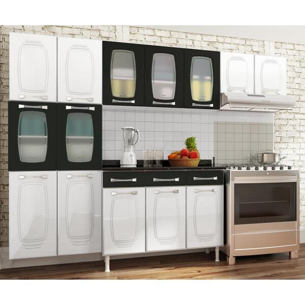 Cozinha Compacta De Aço, 5 Portas De Vidros - Telasul Novitá