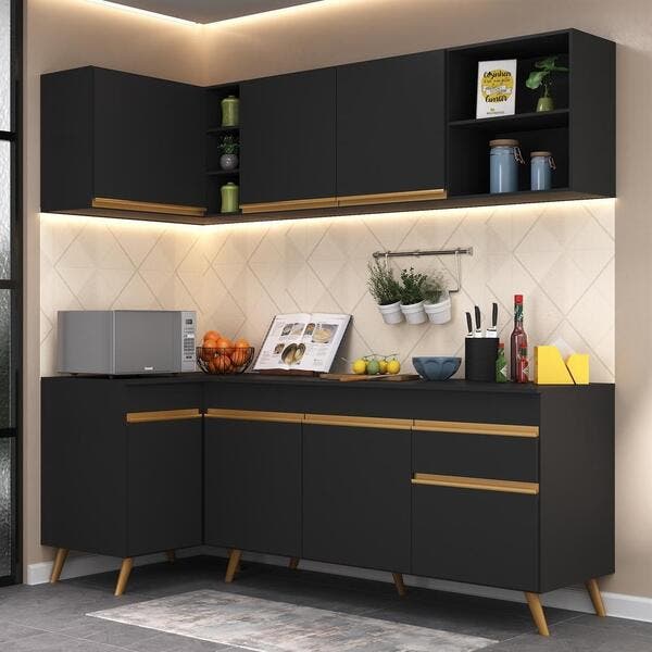 Cozinha Compacta De Canto Veneza Gb Multimóveis Mp2058 Com Armário E ...