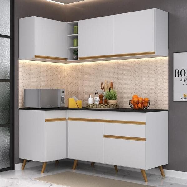 Cozinha Compacta De Canto Veneza Gw Multimóveis Mp2057 Com Armário E ...