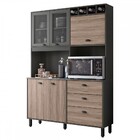 Cozinha Compacta Diamond 5 Portas 3 Gavetas Chumbo/carvalho N