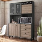 Cozinha Compacta Diamond 5 Portas 3 Gavetas Chumbo/carvalho N