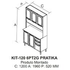 Cozinha Compacta Em Aço 120cm 6 Portas 2 Gavetas Pratika Itat