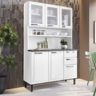 Cozinha Compacta Em Aço 120cm 6 Portas 3 De Vidro 2 Gavetas P