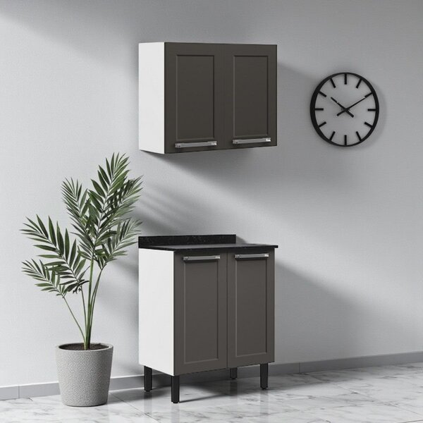 Cozinha Compacta Em Aço 2 Peças 4 Portas Florença Itatiaia Gr